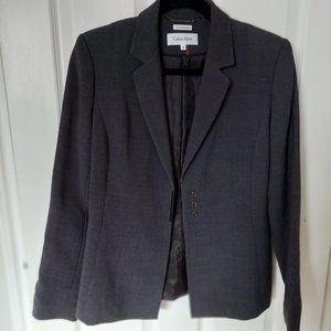 Calvin Klein Women Sz 6 Stretch Metal Unique Metal Hook-and-eye Blazer Gray